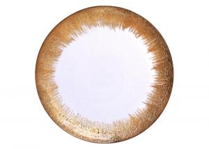 Quality 32cm Gold Silver Foil Edge Crystal Glass Plates OEM Lead Free for sale