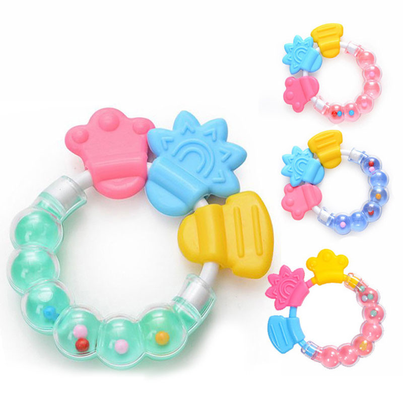 Quality Food Grade Soft Silicone Baby Teether Chew Rattle Toy for sale