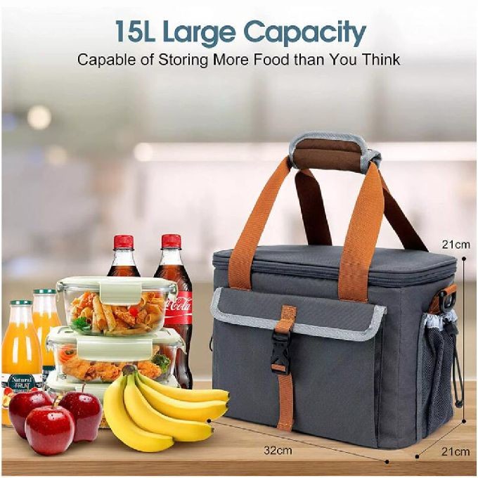 Quality 15l Portable Foldable 600d Oxford Cloth Cooler Lunch Bag With Shoulder Strap for sale