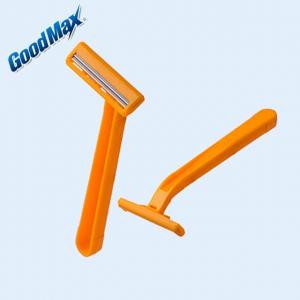 Quality Orange Color Twin Blade Disposable Razor Customized Logo With Anti - Drag Blades for sale