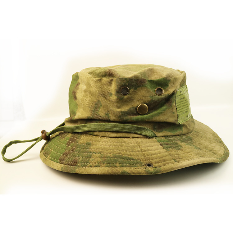 Quality 100% Cotton Camo Bucket Hat With String Custom Embroidery Blank Logo for sale