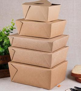 Quality 2000ml Eco-Friendly Fast Food Pasta Takeaway Kraft Paper Lunch Box for sale