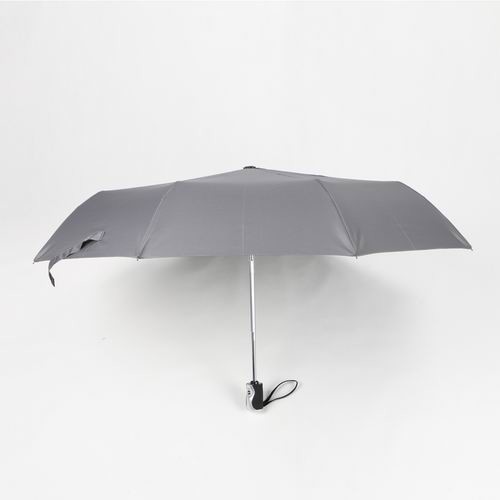 Quality 21 inch grey auto open close umbrella with silver and black rubber coating plastic handle for sale