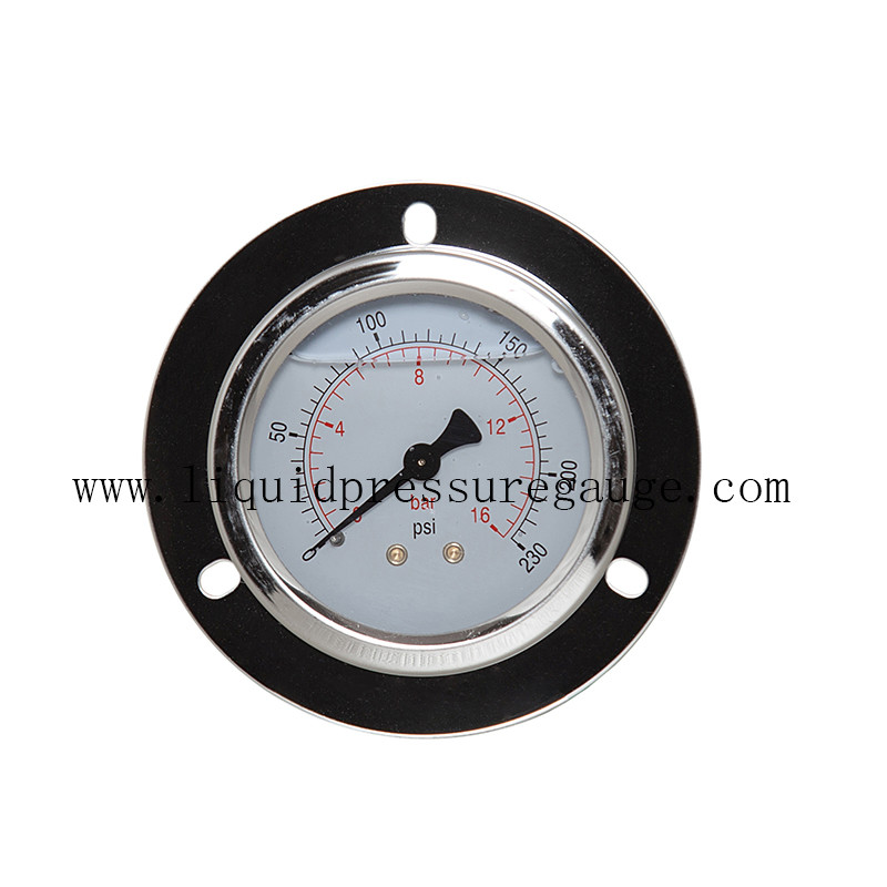 Quality Stainless Steel Liquid Filled Pressure Gauges With Flange 1/4 BSP Back Connection for sale