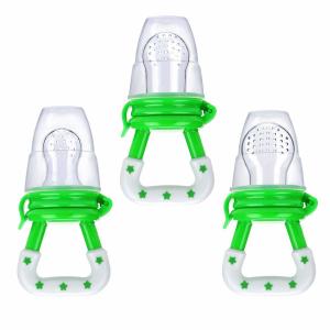 Quality Baby Fresh Food Feeder 3 Pcs Fruit Silicone Nipple Teething Toy Reusable Aching Gums Pacifier Green for sale