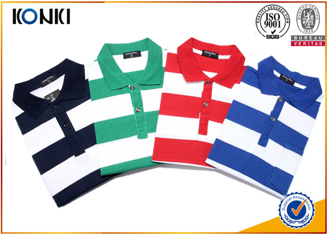 Quality Fashion Style Custom Polo Shirt Classic Mens 100% Cotton Yarn Dyed Stripe for sale