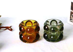 Quality Hand Made 68mm Colored Dot Design Glass Candle Holder for sale