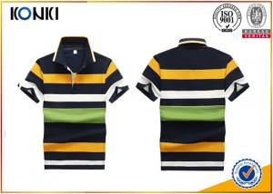 Quality 200 Grams 100% Cotton Stripes Print Style Customized Embroidered Polo Shirts For Mens for sale