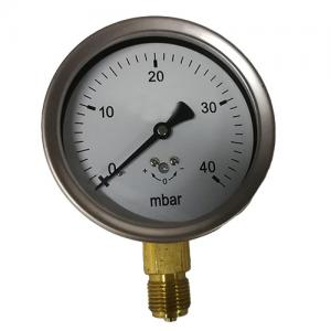 Quality 4in 100MM 40 Mbar Lower Mount Low Pressure Gauge With Valve 1/2 BSP for sale