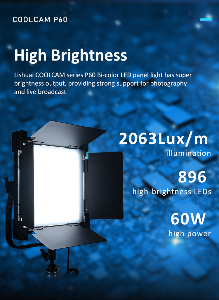60W COOLCAM P60 LED Bi-color LED photo studio Light