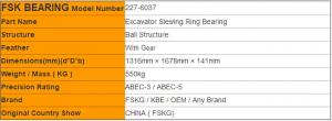 Quality Gear 227-6037 Excavator Slewing Ring Bearings Spare Part for sale