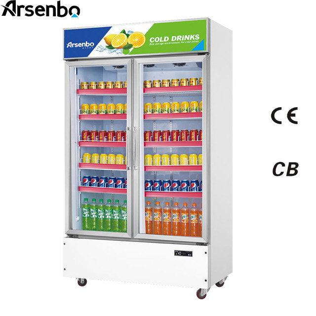 Quality Arsenbo Practical Commercial Beverage Refrigerator With 2 Glass Door for sale