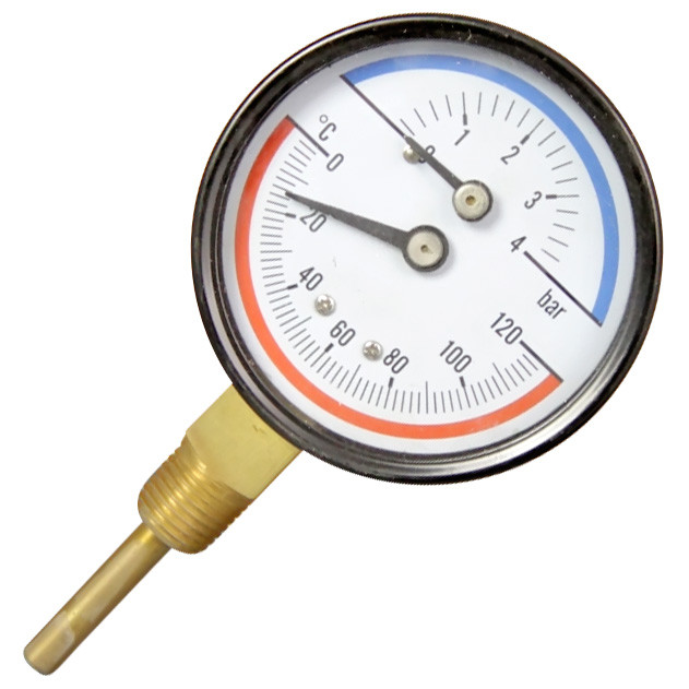Buy cheap Bottom 2.5'' 63MM Pressure Temperature Gauges 16 Bar 1/2 BSPT from wholesalers