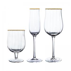 Quality Colorful Tulip Gold Rim Champagne Glasses 145ml Electroplating for sale