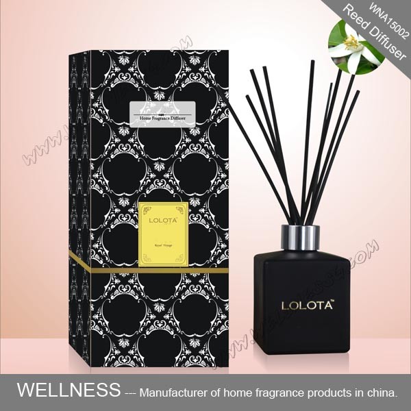 Quality Black Square Home Reed Diffuser No Flame Fresh Smelling For Room Fragrance for sale