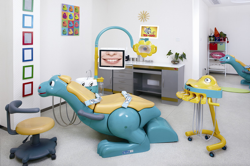 Quality Lovely cartoon dental chair special design for childrens with dental suction for sale
