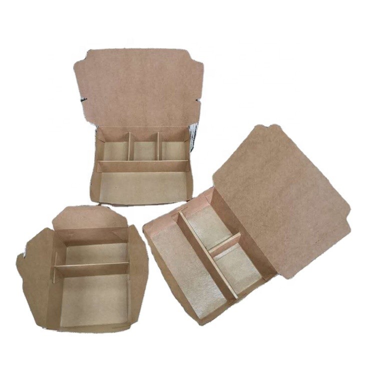 Quality Take Away Disposable Kraft Paper Plastic 3 Compartment Lunch Box Customize for sale