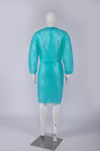 China PP PE Disposable Long Sleeve Gown Green Non Woven Disposable Isolation Gown on sale