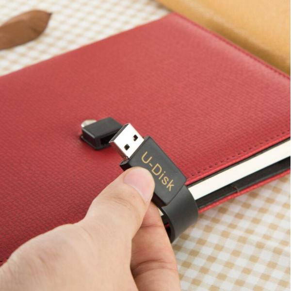 A5/A6 size PU leather magnetic flap USB 4G customized Refillable Ring Binder organizer