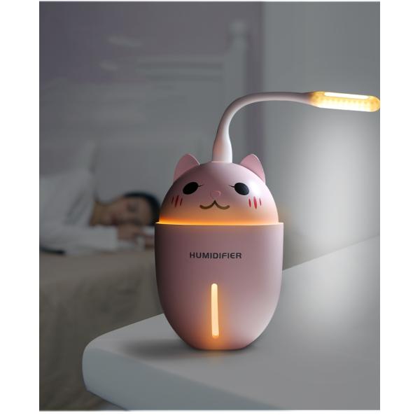 3 in 1 320ML USB Air Humidifier Ultrasonic Cool-Mist Adorable Pet Mini Humidifier With LED Light Mini USB Fan