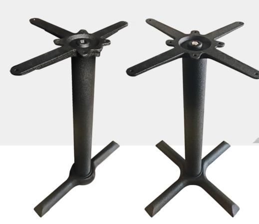 Black Wrinkle Powder Coated Cast Iron Bistro Cross Table Base Outdoor Dia 3'' Column
