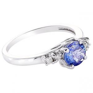 China Flower Design JewelersClub Tanzanite Ring  Sterling Silver Ring Jewelry with White CZ Accent on sale