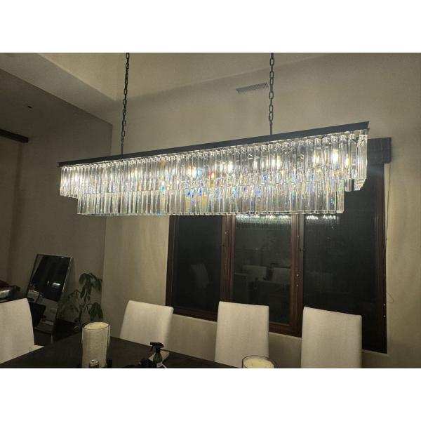 Black K9 Crystal Chandelier Modern Crystal Rectangular Chandelier 70"