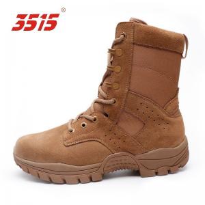 China 3515 Military Leather Boots Brown EVA Insole Tactical Boots With Zipper on sale