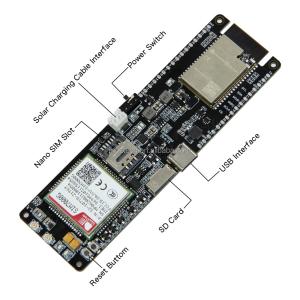 Quality M2M IOT SIM Holder Solar Charging Board LILYGO 16MB T-SIM7000G TTGO ESP32-WROVER-B Chip Wireless 18650 Module for sale