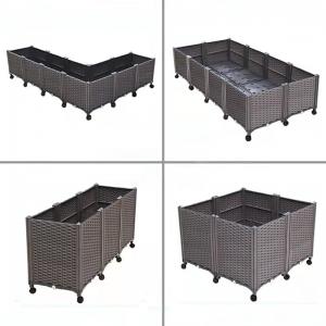 Quality Drainable Patio Wheeled Planter Box Plastic Rectangle Planter Box Insect Proof for sale