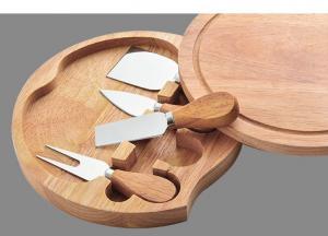 Quality Round Bamboo Swiveling Cheese Board And Knife Set Housewarming Gift for sale