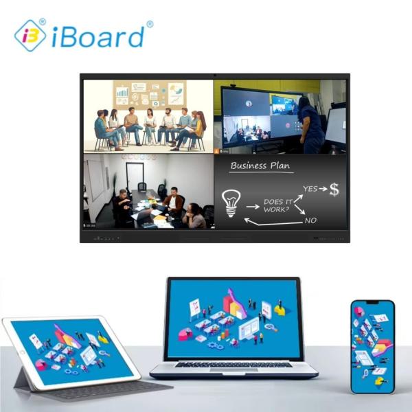 LED Interactive Smart Board 65 Inch 4K UHD Display with Touch Android 14 Built-in Camera Mic PC Speaker WiFi Perfect for School Teaching, Conference &