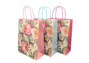 Quality Exquisite Sustainable Promotional Paper Gift Bags Flower Pattern Design for sale