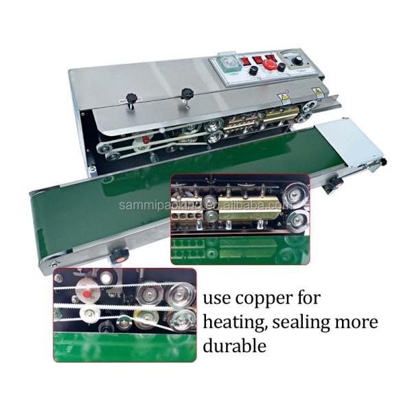 Semi-Automatic Horizontal Bag Sealing Machine Electric Manual Driven Heat Sealing for Cartons Foil Includes Batch Date Printing