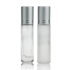 China Clear Frosted OEM Glass Roll On Bottles 10ml For Oil With Silver Cover on sale