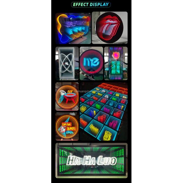 Neon Lights Infinity Mirror Abyss Mirror Custom Design for Party Home Decor Indoor