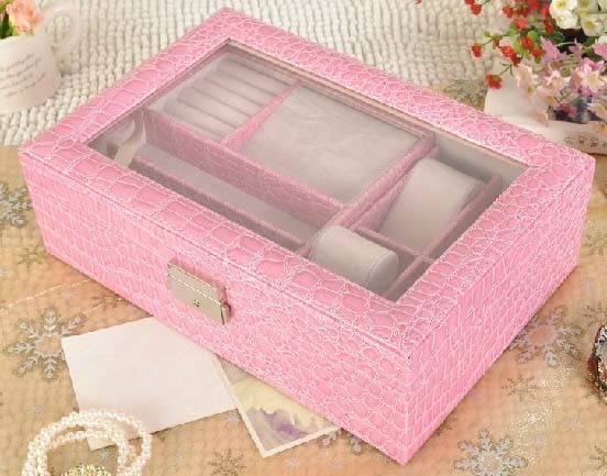 Large Capacity Jewelry Train Case With Easy Slide & Extendable Tray