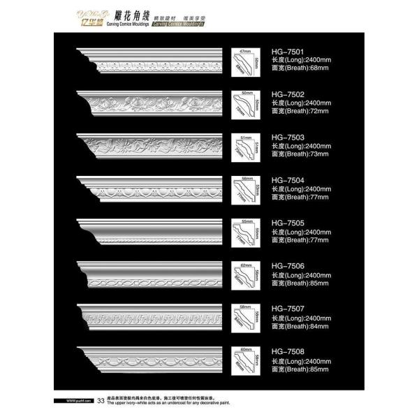 Wholesale Polyurethane Cornice Moulding Building Material PU Chail Rail Moulding