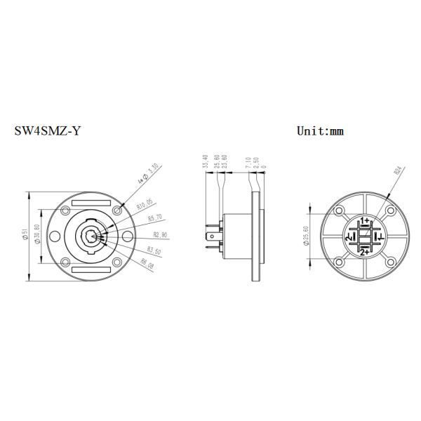 4P Circular Connector Metal Male Socket with Square Terminal and Audio Video Female Speaker Jack 4 Pin Loudspeaker Connector