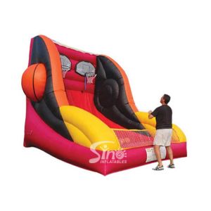 Custom made giant inflatable basketball throwing with hoop for indoor games