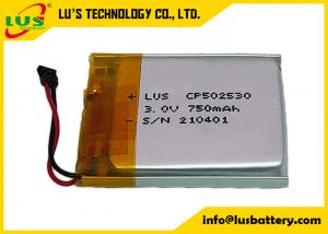 China LP502530 Lithium Polymer Battery 3V 800mAh High Temperature Ultra Thin Battery CP502530 on sale