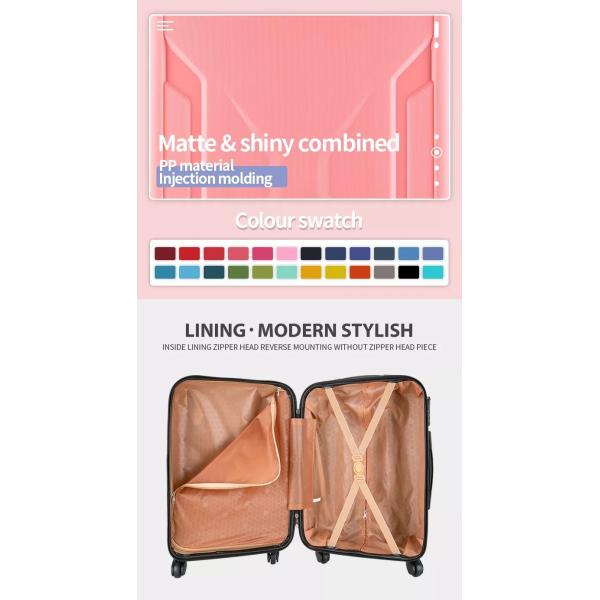 Polyester Lining Hard Shell Luggage Set 24'' Trolley Suitcase Tsa Luggage Lock 3 Pcs Pp Carry On