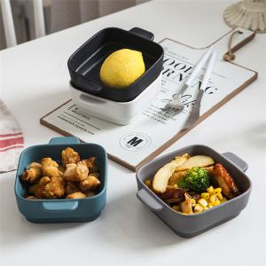 China Customized Small Square Ceramic Baking Dish For Home Restaurant on sale
