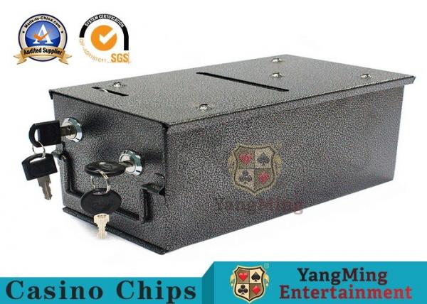 Buy Metallic Iron Material Casino Lockable Cash Box With Two Locks For Tip And Chip Storage at wholesale prices