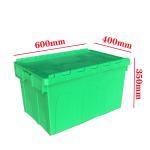 550x370x320mm Folding Stackable Crate Moving Plastic With Attached Lid Container