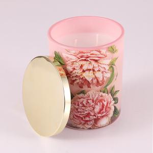 Quality Pastel 14.5oz Glass Jar Scented Candle Eucalyptus Camellia With Customized Fragrance for sale