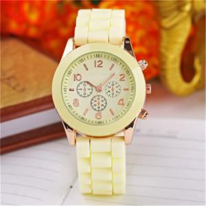 Quality Color Yellow Silicone Quartz Watch 18mm Womens Silicone Watches Quartz for sale