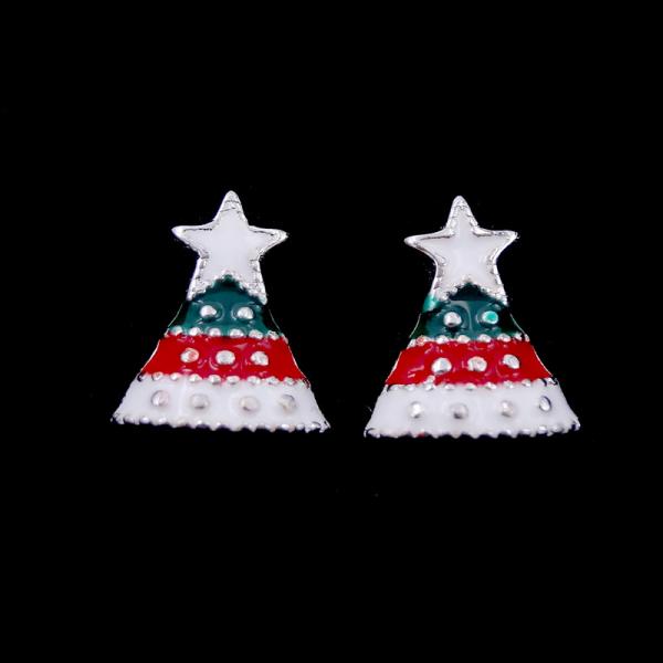 Buy Pure 925 Silver Earrings Baby Jewelry Plated RH Christmas Hat Design at wholesale prices