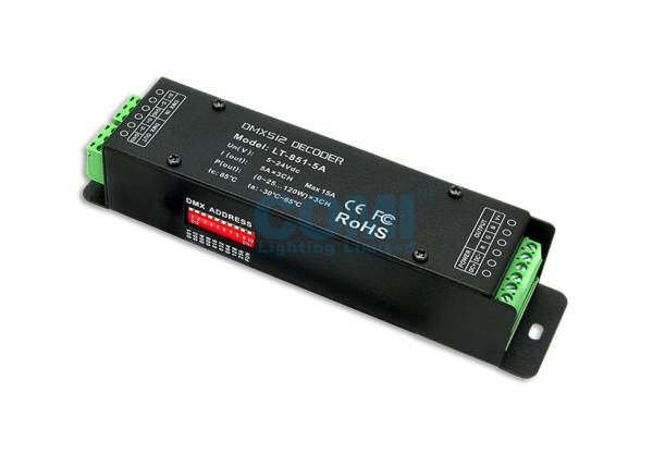 Buy 5 ~ 24V 15A LED Controller CV RGB DMX Decoder With Green Terminal DMX512 Socket at wholesale prices