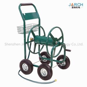 China 4 Wheel Steel Garden Hose Reel Cart 350 Feet Weather Resistant With Non - Slip Handle on sale